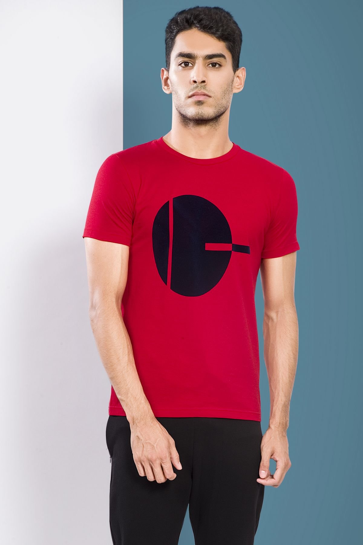 Modern Art Design Flock Print -Maroon