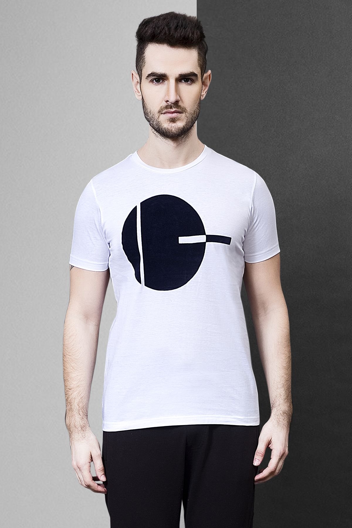 Modern Art Design Flock Print - White