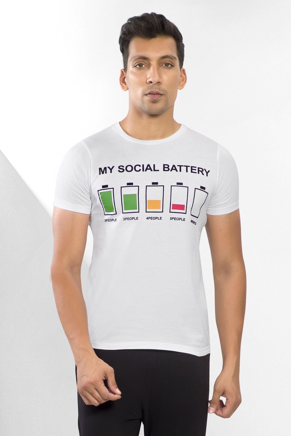 My Social Battery Flock Printing - White