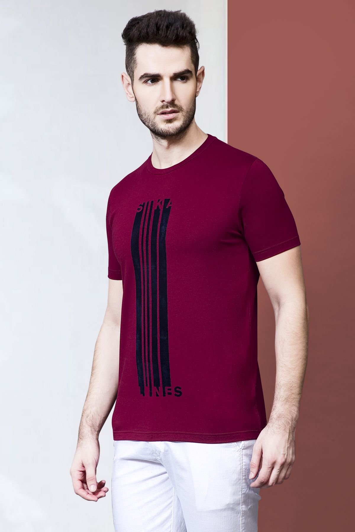 Sika Lines Flock Printing - Maroon