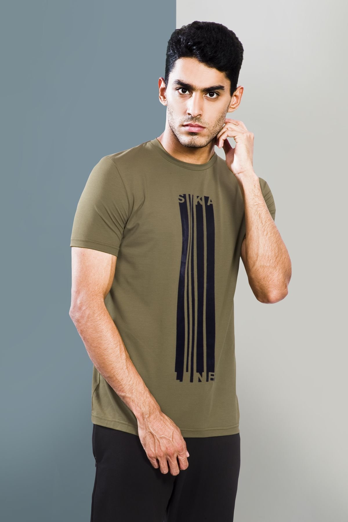 Sika Lines Flock Printing - Olive
