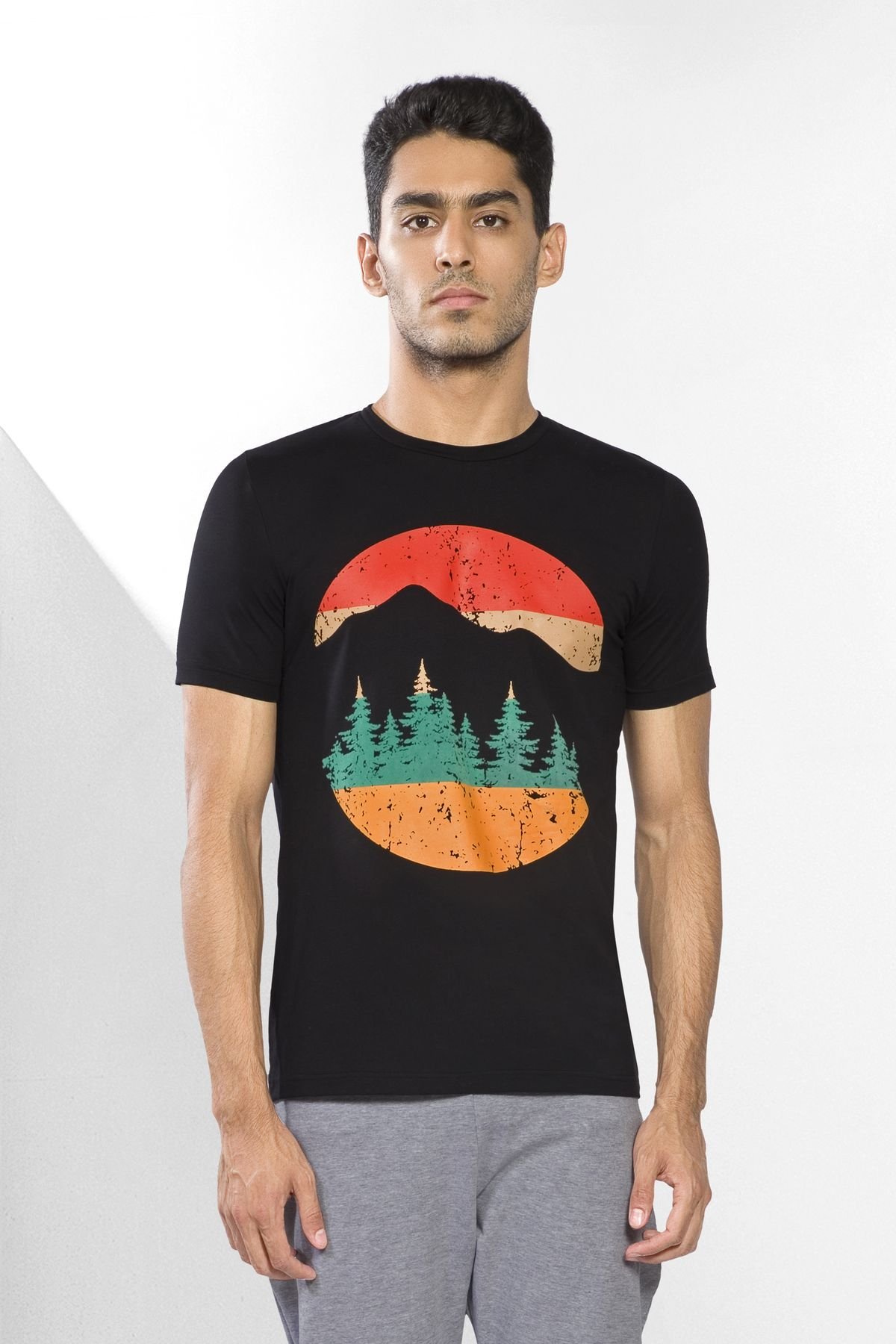 Nature Forest Crew Neck Tshirt - Black